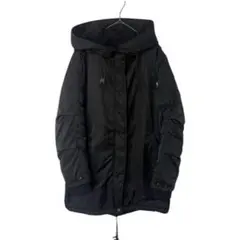 デザインアウター MA-1風 モッズコート ジャケット ロング丈 ブラック