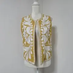 ZARA/ザラ エンブロイダリー 刺繍ベスト【S】山吹色