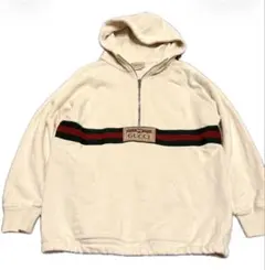GUCCI ハーフジップ パーカー アイボリー シェリーライン - メルカリ