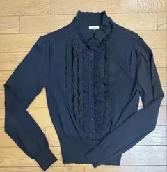 【超美品（自宅で試着のみ）】Sov. 長袖 フリル カットソーブラック 38のサムネイル