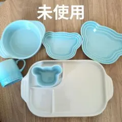 【美品】ル・クルーゼ ベビー 食器 セット 水色 お食い初め 離乳食のサムネイル