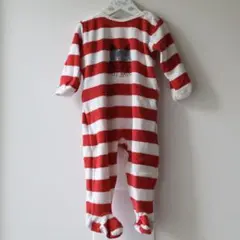 赤と白のストライプロンパース
