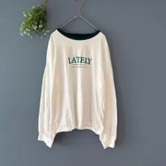 PLAYMTONE［L］大人カジュアル◎英字ロゴ刺繍◎長袖オーバーサイズTシャツ