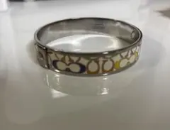 COACH マルチカラー シグネチャー バングル シルバー ホワイト