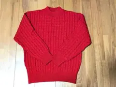最終価格！日本製☆赤 ケーブル編み 長袖セーター