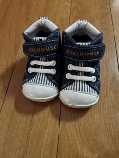 MIKIHOUSE ネイビー ストライプ ハイカットシューズ 12.5cm