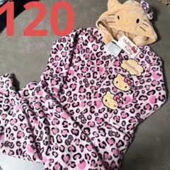 【全新未使用】兒童 120尺寸 Hello Kitty 粉色豹紋 連身褲