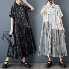ワンピース　ロング　シャツ　春夏　 大きいサイズ レディース 新品 半袖