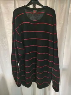 OP ストライプ ニットセーター 黒/赤 ユニセックス