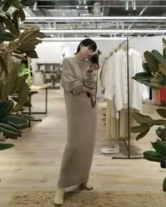 ETRE TOKYO 完売 ロールエンドローゲージニットワンピース ロング 和紙