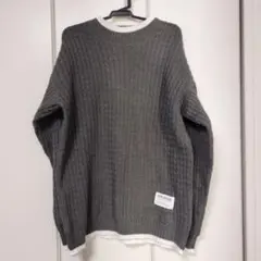 【値下げ中】グレー ケーブルニット セーター　メンズLサイズ