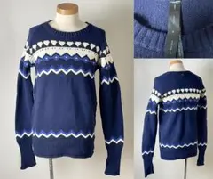 並品★日本製 wjk ダブルジェイケイ ノルディック柄 クルーネック ニット Mのサムネイル