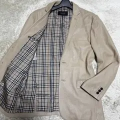 バーバリーブラックレーベル　ラムレザー　テーラードジャケット　ノバチェック　M