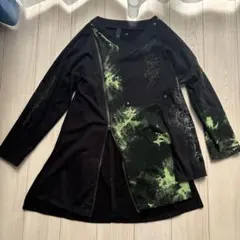 OZZ conte アシンメトリックTシャツ 黒/緑