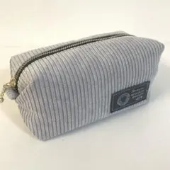 【キャラメルポーチ】　グレー　コーデュロイ　ハンドメイド