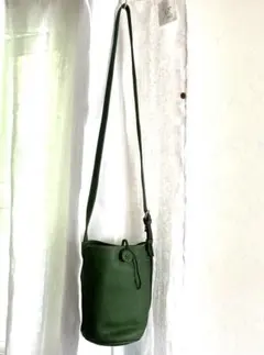 フルラ ダフネ グリーン グレインレザー 巾着バッグ ショルダー 