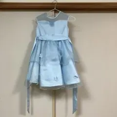 水色 フラワーモチーフ ドレス 130㎝　シンデレラ風