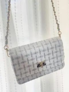 ツイードショルダーバッグ　チェーン　クラッチ　チェック