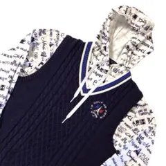 callaway レイヤード ニットベスト パーカー 2点セット 紺白 M