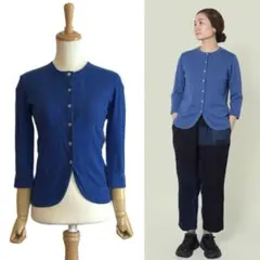 【TIGRE BROCANTE】 クルーネック カーディガン ブルー Sのサムネイル