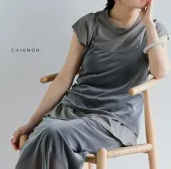 CHIGNON シニヨン ベロア メッシュ キャミ プルオーバー