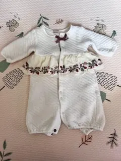 値下げ！！petit main いちご刺しゅう切替え2WAYオール