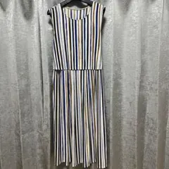 ストライプ柄ノースリーブロングワンピース M
