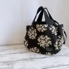 2wayポケットいっぱいトートバッグ　花柄　ショルダーベルト付き