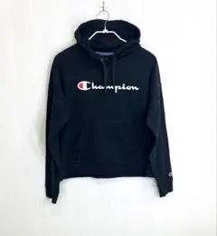 Champion ブラック パーカー Lサイズ　短丈