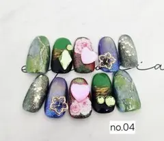 no.04ハンドメイド　秋ネイル　ハロウィンネイル