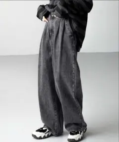 【Alfred Alex】ケミカル ヴィンテージ メイク タックワイドパンツ