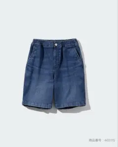 【UNIQLO】イージーショートパンツ デニム 160 ウエストゴム キッズ