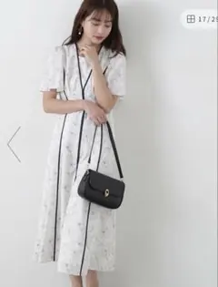 ☆新品未使用　プロポーションボディドレッシング配色ライン花柄ワンピースM