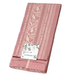 【猫帯】くすみ桃色の献上柄隠れネコちゃん半幅帯★新品未使用　半巾帯