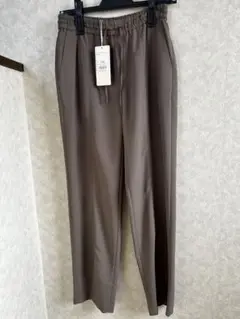 qualiteバックサテンジョーゼットベンツパンツ モカ 38新品タグ付き