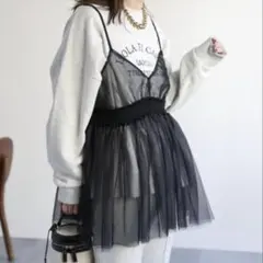 [ 新品 ] ap retro シャーリングチュールキャミソール F