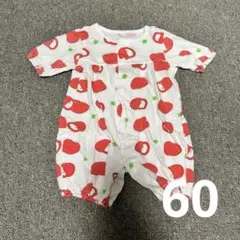 りんご柄のデザイン　ロンパース　カバーオール　サイズ50-60 新生児