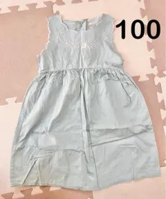 No.317 ノースリーブ　花刺繍　ワンピース　100のサムネイル