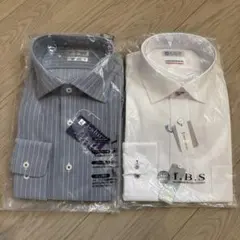 I.B.S. ストライプ＆ホワイト長袖シャツ2枚セット