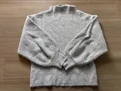 グレー リブ編み バルーンスリーブ ニット