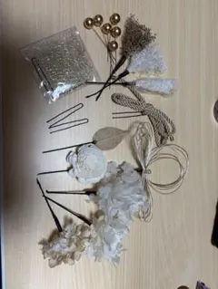 髪飾りセット ホワイト ゴールド