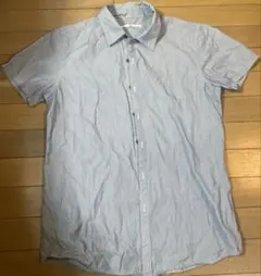 4454 半袖　襟付きシャツ　ストライプ