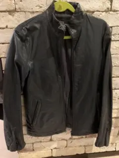 ナノユニバース本革シングルライダースジャケット ブルー