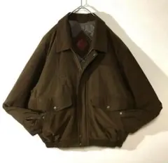 【個性派古着】ブルゾン　ジャケット　中綿入り　暖かい　茶色　刺繍入り　メンズ L