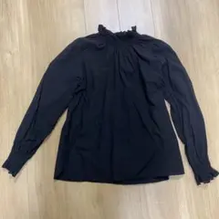 LOWRYS FARM ブラック　フリル付き長袖シャツ　Fサイズ　春秋　着回し