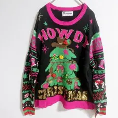 ノーバウンダリーズ ニット クルーネック クリスマス柄 XL 黒 アクリル 冬のサムネイル