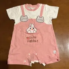 うさぎ柄つなぎ風ロンパース