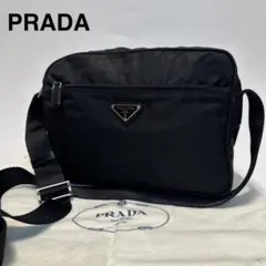 n37【美品】プラダ　三角ロゴ　ナイロン　ブラック　カメラバッグ ショルダー.