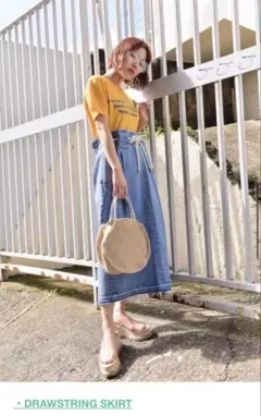 MOUSSY DRAWSTRING SKIRT デニムロングスカートのサムネイル