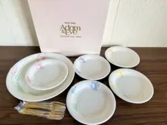 【未使用品】Adam & Eve 食器セット　大皿1枚　小皿5枚　フォーク5本のサムネイル